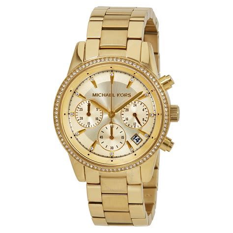 michael kors gold bangle watch|Michael Kors chronograph gold.